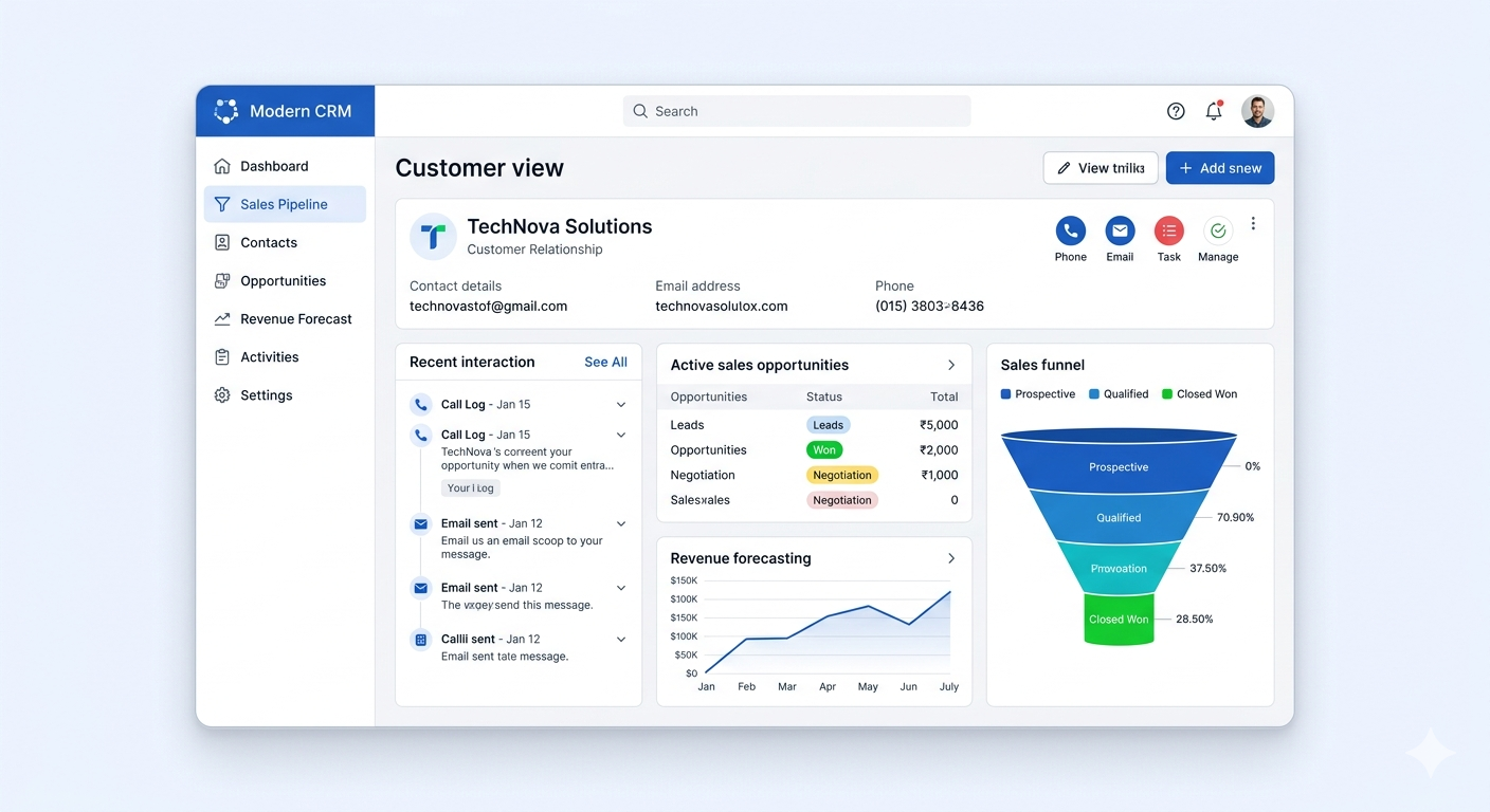 CRM System Dashboard